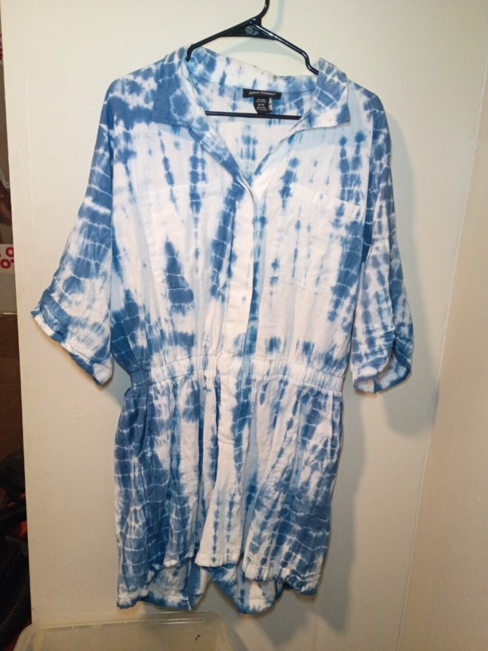 Ashley Stewart Linen Blend Tie Dye Romper Jumpsuit 14/16 Beachy Boho Coastal